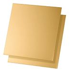 Eowpower 2 Pieces Brass Sheet Plate 6 x 6 inches x 24 Gauge, 0.5 mm Thickness, No Scratches, Double Sided Protective Film