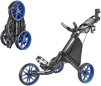 caddytek CaddyLite EZ Version 8 3 Wheel Golf Push Cart - Foldable Collapsible Lightweight Pushcart with Foot Brake - Easy to Open & Close, blue, one size