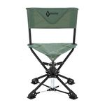 ARROWHEAD OUTDOOR 360° Degree Swivel Hunting Chair Stool Seat, Perfect for Blinds, No Sink Feet, Quick Setup & Takedown, Compact & Lightweight, Carrying Case, Fishing, Rugged 600D Canvas, USA-Based