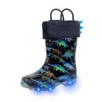 FUNCOO PLUS Wellies for Kids with Removed Warm Lining Carry Handle Wellington Boots Children Wellies Outdoor Light Up Rainy Snow Toddler Shoes Size 7