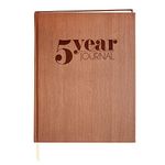 BookFactory 5 Year Journal/Five Year Diary Log Book/LogBook, Soft Wood Finish - 100 Pages, 8" x 10" (JOU-368-SCS-AXE94000(5-Year))