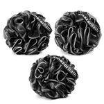 AmazerBath Shower Sponge Bath Loofahs for Shower 60g/PCS for Body Wash Bathroom Men Women - Set of 3, Black