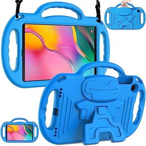 LTROP Kids Case for Samsung Galaxy Tab A 10.1 Model SM-T510/T515, Light Weight Shockproof Shoulder Strap Handle Stand Kid-Friendly Bumper Case for Galaxy Tab A 10.1" Tablet - Blue