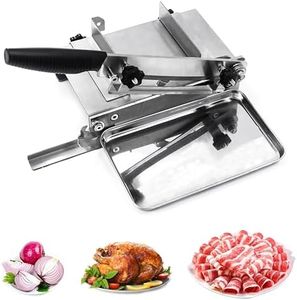 GrillFancy Manual frozen meat slicer, stainless steel heavy duty meat slicer, beef and lamb roll food slicer, suitable for home cooking, hot pot, shabu-shabu, BBQ slicing, easy to use