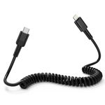 Coiled USB C to iPhone Cable[Mfi Certified], iPhone Car Charger Cable Apple Carplay Cable, Short Charger Lead for Car with Data Sync, Retractable iPhone Charging Cable for iPhone14/13/12/11/Pad/iPod