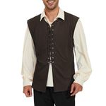 Century Star Renaissance Costume Mens Pirate Vest Medieval Ren Faire Viking Gothic Steampunk Halloween Cosplay Waistcoat, Coffee, Medium