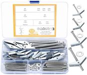 qxayxa 123 Pcs Plasterboard Fixings Screws Sets, Wing Spring Toggle Bolts and Drywall Screws, M3/M4/M5/M6 Spring Toggle Fixings, Hollow Cavity Dry Wall Anchors Screws and Wing Nuts for Plasterboard