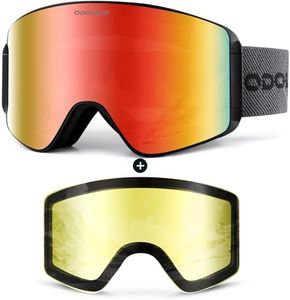 Odoland Ski Goggles Set with Detachable Lens, Frameless Interchangeable Lens, Anti-Fog UV Protection Snow Goggles for Men and Women, Helmet Compatible - Black Frame Blaze Lens vlt 15%
