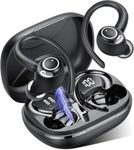 Jesebang Wireless Earbuds, Bluetooth 5.4 Headphones, Wireless Earphones HiFi Stereo Sound with ENC Mic, Sport Headsets in Ear EarHooks for Running, 48H Dual LED Display, IP7, Black