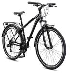 Schwinn Discover 2 Adult Hybrid Bike for Men and Women, 700c Wheels, 21-Speeds, 17-Inch Step-Over Frame, Front and Rear Fenders, Rear Cargo Rack, Black