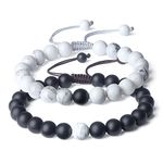 COAI Semi Precious Stones Onyx Howlite Yin Yang Mala Beads Relationship Bracelet