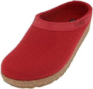 HAFLINGER Grizzly Torben Felt Clog Slippers Made of Pure Wool Felt, Rubin, 45 EU