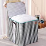 WEZOSHINET Collapsible Storage Bag-Multipurpose Foldable Laundry Bag Basket Quilt Storage Bag Big Closet Wardrobe Organiser Box with Moisture Proof Cloth Zippered Closure (180L, Pack of 1)