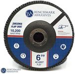 Benchmark Abrasives 6" x 7/8" Premium High Density Jumbo Zirconia Type 27 Flap Discs for Angle Grinder, 6 Inch Sanding Discs, Finishing, Deburring, Rust Removal - (10 Pack) 40 Grit