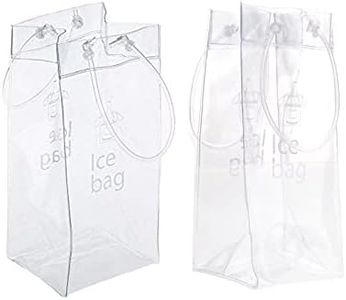 Sohapy 2 Pack Portable Collapsible Clear Ice Wine Bag Pouch Cooler Bag with Handle for Party,Outdoor,Champagne,Cold Beer,White Wine,Chilled Beverages