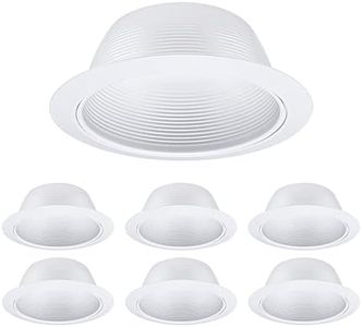 (White Baffle) - 6 Pack 15cm Recessed Can Light Trim with White Metal Step Baffle, for 15cm Recessed Can, Detachable Iron Ring Included, Fit Halo/Juno Remodel Recessed Housing, Line Voltage Available