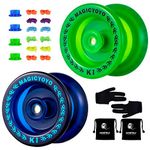 YOSTAR Yoyo Pack of 2, Responsive Yoyo K1 Plus Yoyo for Kids, Plastic Professional Yoyo Ball, Trick Yoyo for Beginners, Pro Yoyo with 12 Yoyo Strings + 2 Yo Yo Bags + 2 Yo-Yo Gloves + 4 Yoyo Hubstacks