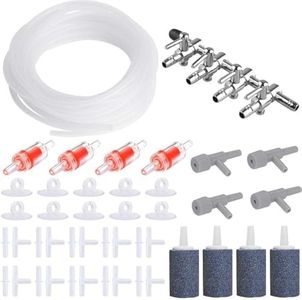 Contrôle du flux d'air pour aquarium, avec pierres à air, tuyaux de 8 m, valves anti-retour, ventouses et connecteurs, distributeurs de valve d'air 4 voies,accessoires standard pour aquarium