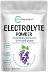 Micro Ingredients Hydration Electrolyte Powder, 2lbs (139 Servings) | Keto & No Sugar – High Potassium (1,000mg) with Sweet Concord Grape Flavor & Natural Coconut Water | Non-GMO