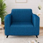 Story@Home Sofa Cover 1 Seater | Elastic Sofa Cover | Polyester | (90 x 140 x 50 cm, Sky Blue) Durable and Stylish Anti Slip Sofa Cover, Anti-Slip Sofa Cover for Living Room