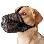 Muzzle for Large Dogs, Full-Covered Dog Muzzle with Adjustable Straps & Elastic Buckle Soft Mesh,Breathable Drinkable Prevent Biting Barking Chewing Eating Licking(Black, L)