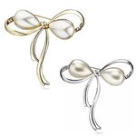 SSyang 2 pieces Bow brooch,Fixed Clothes Small Brooch Alloy inlaid artificial Brooch Jewelry Simple Pearl Pin Jewelry Clothing Accessories Brooch,for Women Girls Gift Jewellery(gold & silver）