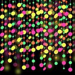 90feet Paper UV Neon Round Dot Garland Neon Streamers in The Dark Party Supplies Black Light Decorations for Wedding Birthday Glow Party Supplies and Decorations UV Reactive Neon Party Favors