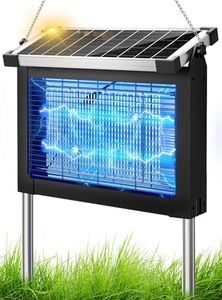 Anysun Tue Mouche Electrique, Solaire Piege a Moustique Exterieur, Lampe Moustique Exterieur 4500v, Anti Moustique Jardin Rechargeable USB, Lumiere Anti Moustique pour Le Camping, la Maison, Jardin