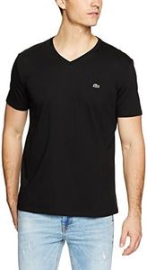 Lacoste Men's Basic V Neck Pima Tee, Black, Large