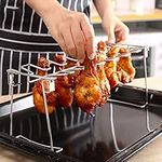 DCQRY 2Pcs Chicken Leg Rack 14 Slots Stainless Steel BBQ Chicken Wing Rack BBQ Chicken Drumsticks Holder Roaster Stand for Poultry, Vegetables, Smoker Grill or Oven, BBQ, Picnic