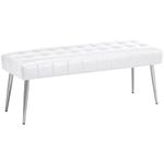 Apicizon 44.5”Ottoman Bench, Modern Faux Leather Bedroom Bench with Square Pull Point Design, Modern Cushion Ottoman Bench for Bedroom, Living Room, Entryway，White