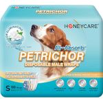 HONEY CARE All Absorb Petrichor Male Dog Wrap, Fresh Smell Dog Diaper, Disposable, Small, White, 100 Count