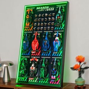 iCUANUTY Display Wallboard with RGB LED Lights Compatible with Lego Speed Champions F1 Collector's Pack, 20 Color&22 Lighting Modes, Wall Mount Compatible with Lego 66802 Collectible F1 Model Car Kit