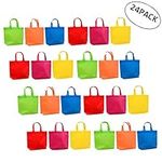 24 Pieces Party Favors Bags, 13 x 10.2 Inches Big Size Multifunctional Reusable Non-woven Tote Gift Bags with Handles For Kids Birthday Favors,Shopping Bag,Rainbow party, 6 rainbow Colors