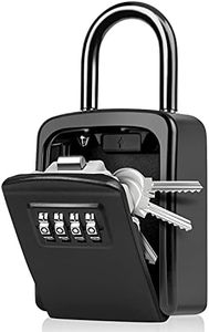 WACCET Caja Seguridad llaves Combinacion 4 Dígitos Código Caja Fuerte para llaves con Gancho, Código Reiniciable Caja Seguridad llaves Exterior Para Hogar, Garaje, Escuela, Oficina, Airbnb (Negro)