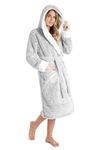 CityComfort Dressing Gown Women, Fluffy Bath Robes for Women, Gifts for Her (L, Two Tone Grey)