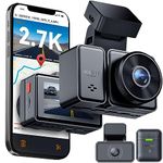 VANTRUE E2 Dash Cam Front and Rear Camera with Voice Control, Dual 2.7K Dash Cam, Wi-Fi, GPS, Free APP, Buffered Motion Detection, Starvis Night Vision, 24 Hours Parking Mode, Support 512GB Max