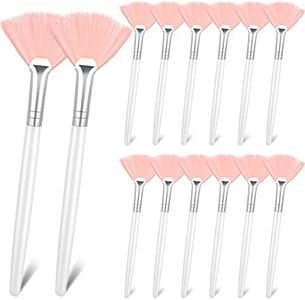 Patelai 14 Pieces Fan Brushes Facial Applicator Brush Soft Fan Brushes Acid Applicator Brush Cosmetic Makeup Applicator Tools for Mud Cream (Pink)