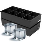 glacio Ice Cube Trays Silicone - Large Ice Tray Molds for Making 8 Giant Ice Cubes for Whiskey - 2 Pack - Black