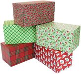 Global Printed Products Holiday Shipping Boxes (Pack of 5 - Traditional Patterns - 11.5"x6"x6")