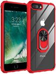 Cavor for iPhone 7 Plus/ 8 Plus Case,for iPhone 6 Plus/6s Plus Case,Clear PC Case TPU Bumper Protective Cover 360°Rotation Ring Holder Kickstand [Work with Magnetic Car Mount] (5.5")-Red