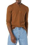 Amazon Essentials Men's Slim-Fit Long-Sleeve Waffle Henley Shirt, Light Brown, Medium