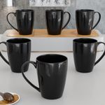 The Earth Store Black Shine Coffee Mug Set of 6 Ceramic Tea Mugs, Microwave Safe Coffee Mugs,Ceramic Tea Cups (280 ml Each)