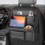 ARHAT ORGANIZERS Car Back Seat Organizer with Foldable Tray | Multipurpose Dining & Storage Solution | PU Leather Waterproof Car seat Organizer for Mobile, Tablet, Bottle, Tissue & More (Black)
