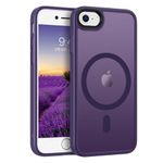 Telaso for iPhone SE 2022 Case, iPhone SE 2020 Case, iPhone 8/7 Case,Magnetic Case Compatible with Magsafe Translucent Matte Back Slim Fit Full Body Shockproof Anti-Scratch Cover, Dark Purple