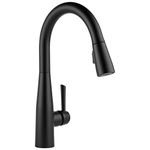 Delta Faucet Essa Matte Black Kitchen Faucet with Pull Down Sprayer, Sink Faucet for Kitchen Sink, Magnetic Docking Spray Head, Matte Black 9113-BL-DST