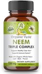 Organic Veda Neem Capsules with Triple Complex Neem Leaf Extract, Bark & Flower - Herbal Neem Supplement Boosts Immunity, Improves Digestion, Skin Health & Support Cleansing - 120 Count