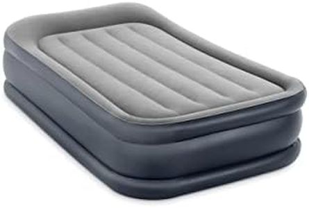 Intex Dura-Beam Plus Fiber-Tech Technology Series Deluxe Pillow Rest Raised Airbed with Soft Flocked Top for Comfort Built-in Pillow and Electric Pump Single Bed (39 x 75 x 16.5 inches)