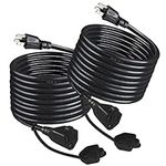 Outdoor Weatherproof Power Extension Cord 10FT - Black Weather Resistant Outside Garden Electrical Grounded Extension Lead,Long 16 Gauge Household Heavy Duty SJTW Wire Rated for Indoors Outdoor