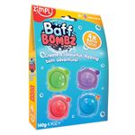 4 x Bath Bombs from Zimpli Kids, Bath Fizzers Gift Set for Children, Moisturising & Organic for Dry Skin, Birthday Gift for Boys & Girls, Pocket Money Bath Toy, Vegan Friendly & Cruelty Free